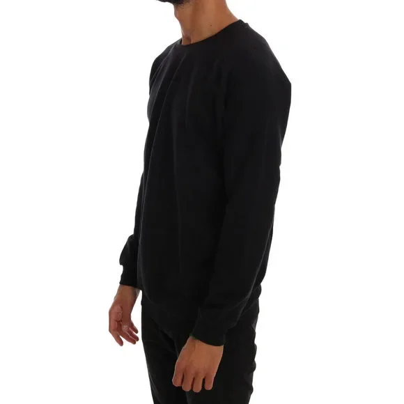 Daniele Alessandrini Elegant Black Cotton Crewneck Sweater